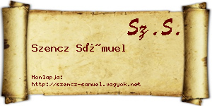 Szencz Sámuel névjegykártya